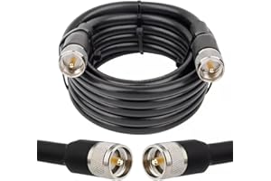 MOOKEERF 15ft UHF Coax Cable, PL259 Male to Male, Low Loss for HAM, VHF Radios & SWR Meter