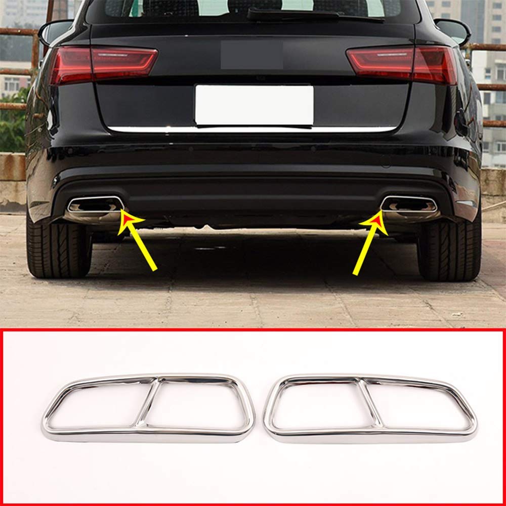 YIWANG Stainless Steel Exterior Accessories Exhaust Tailpipe Decoration Frame Cover Trims 2Pcs For A6 A7 C7 2016-2018 Auto Accessories