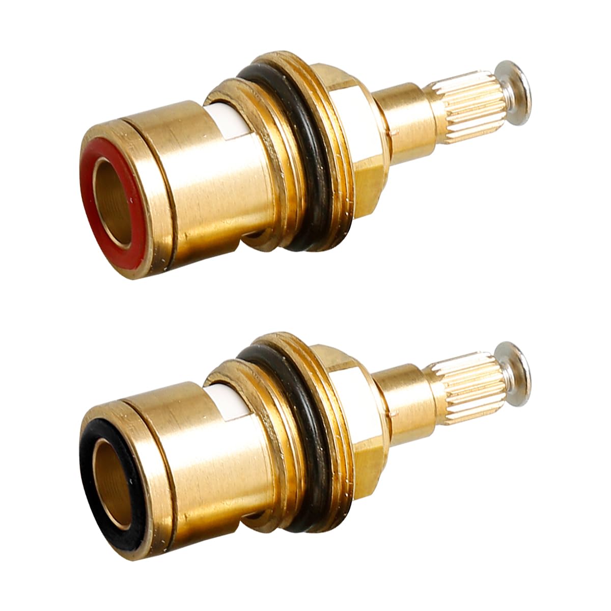 GLADFRESIT 2PCS Ceramic Tap Cartridge Replacement, Solid Brass Tap Glands Seals Repair Kit with Screws 1/4 Turn Tap Cartridge, Tap Valve for Shower Bathroom(Red&Blue)