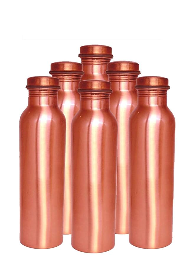 Buy GK Enterprises 1 Litre Set of 6 Plain Copper Bottles Online at Low