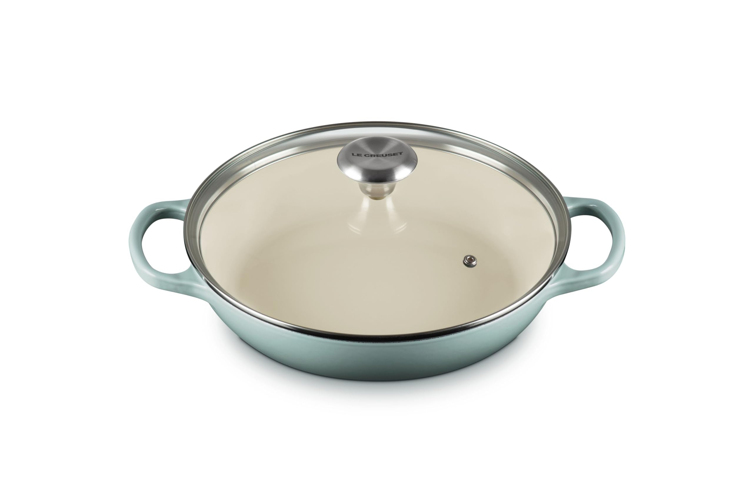 Photo 1 of Le Creuset Enameled Cast Iron Signature Round Braiser with Glass Lid, 2.25 qt., Sea Salt