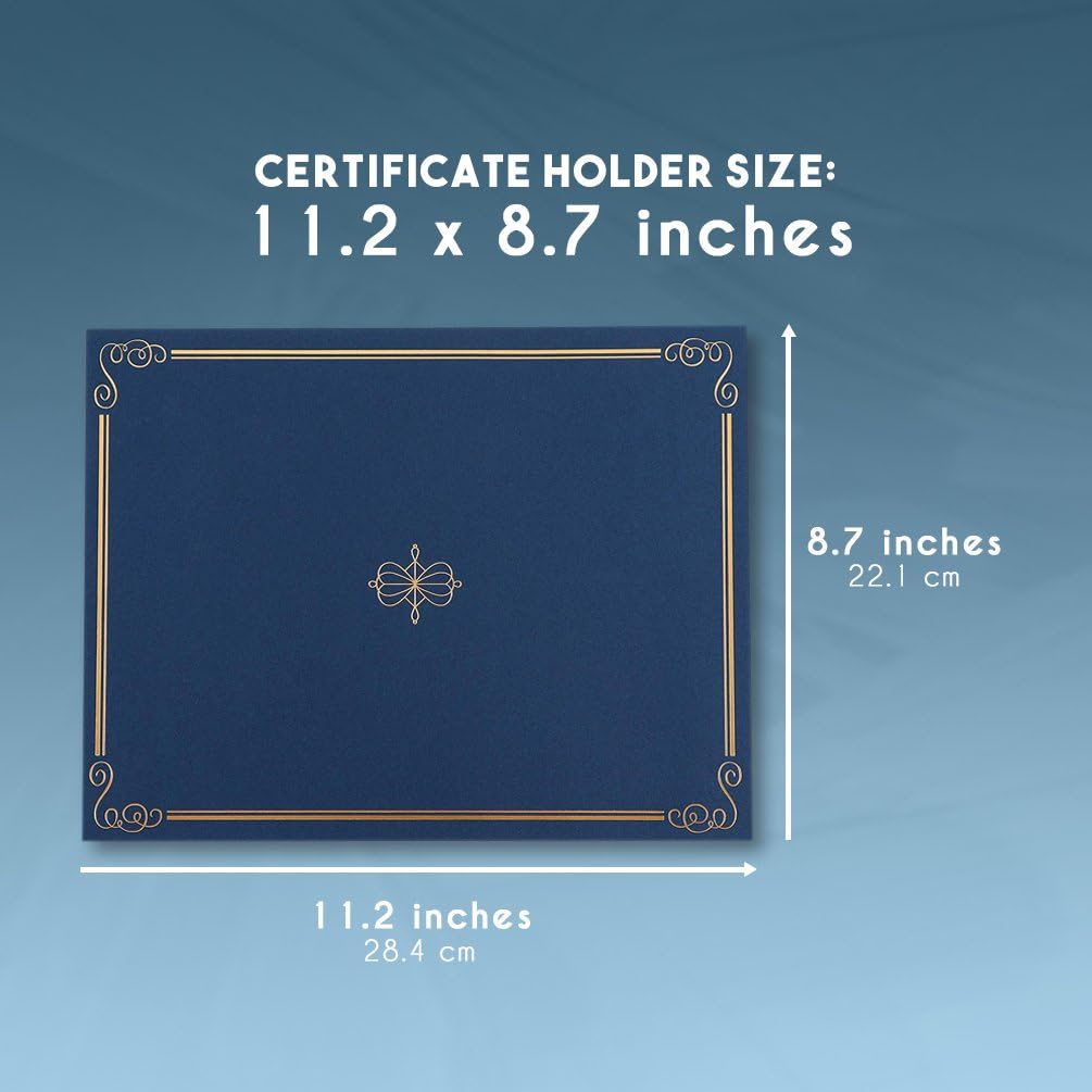 24 Pack Certificate Holders, Diploma and Document Cover with Gold Foil Border, Holds 11 x 8.5 Inches Letter Sized Awards, Navy Blue: Home & Kitchen