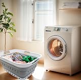 SAMMART 42L Collapsible Laundry Basket Foldable Storage Container White Grey view 2
