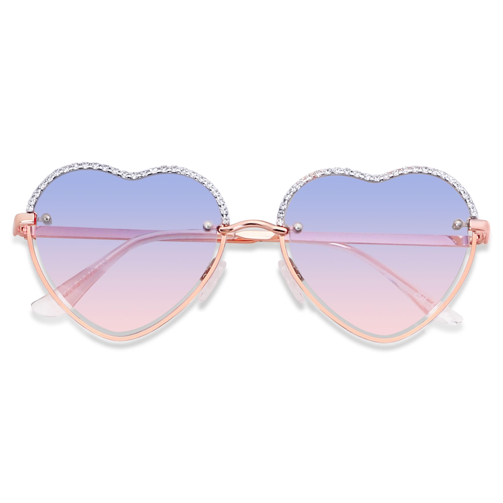 Photo 1 of ANDWOOD Trendy Heart Shaped Sunglasses Womens Rhinestone Love Eye Sun glasses Metal Lovely Fashion Diamond Sunnies