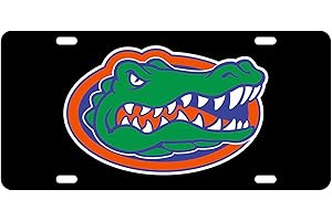 DIXIE DAWGS Florida Gators Black Acrylic License Plate Car Tag Gator Head