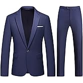 Mens 2 Piece Suit Slim Fit One Button Solid Blazer Jacket & Pants Business Wedding Party Homecoming Suits for Men