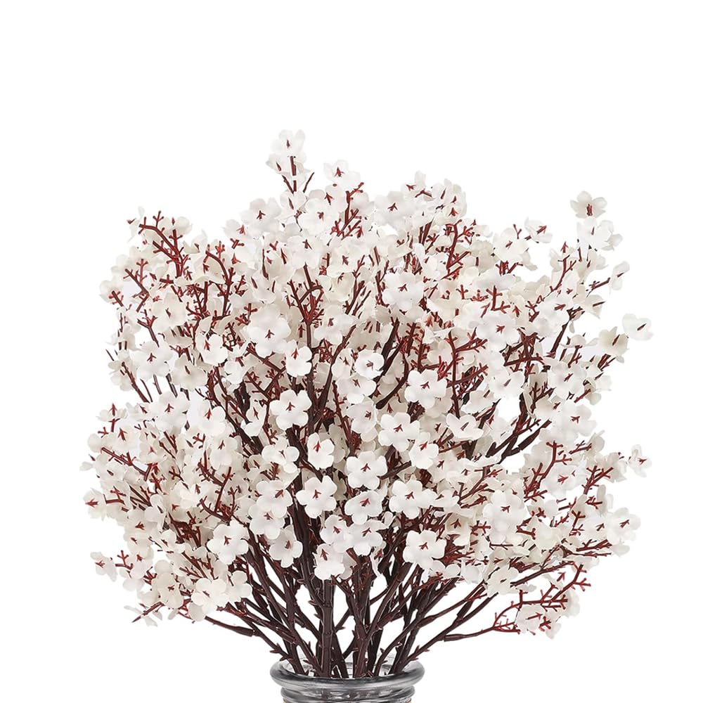 DODXIAOBEUL 8 Pcs Artificial Flowers for Decoration 19.7'' Babys Breath Artificial Flowers Fake Silk Flowers Bouquet for Home Wedding Party Desktop Center Piece Decoration,White