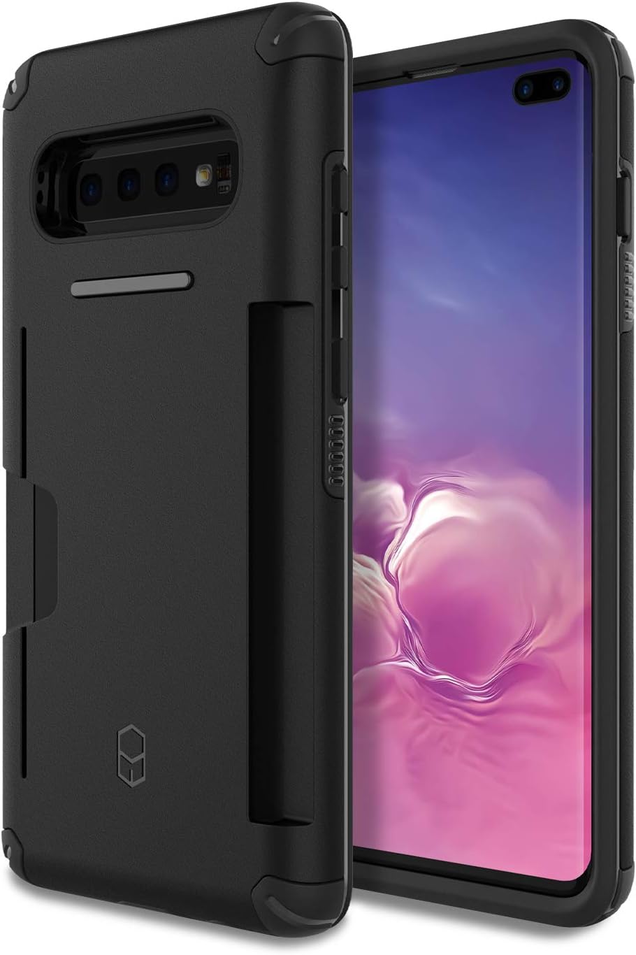 PATCHWORKS Galaxy S10 Plus Case [Level Wallet Series] Rugged Hybrid Shockproof Dual Layer TPU + PC Case [Military Grade Drop Test Certified] [Wireless Charging Compatible], Black