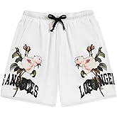 GORGLITTER Men's Letter Graphic Track Shorts Drawstring Waist Summer Workout Shorts