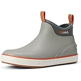 HISEA Men's Deck Boots, Wide Toe Mens Rain Boots Waterproof Fishing Boots Anti-Slip Ankle High Breathable Neoprene Lining Rubber Boots