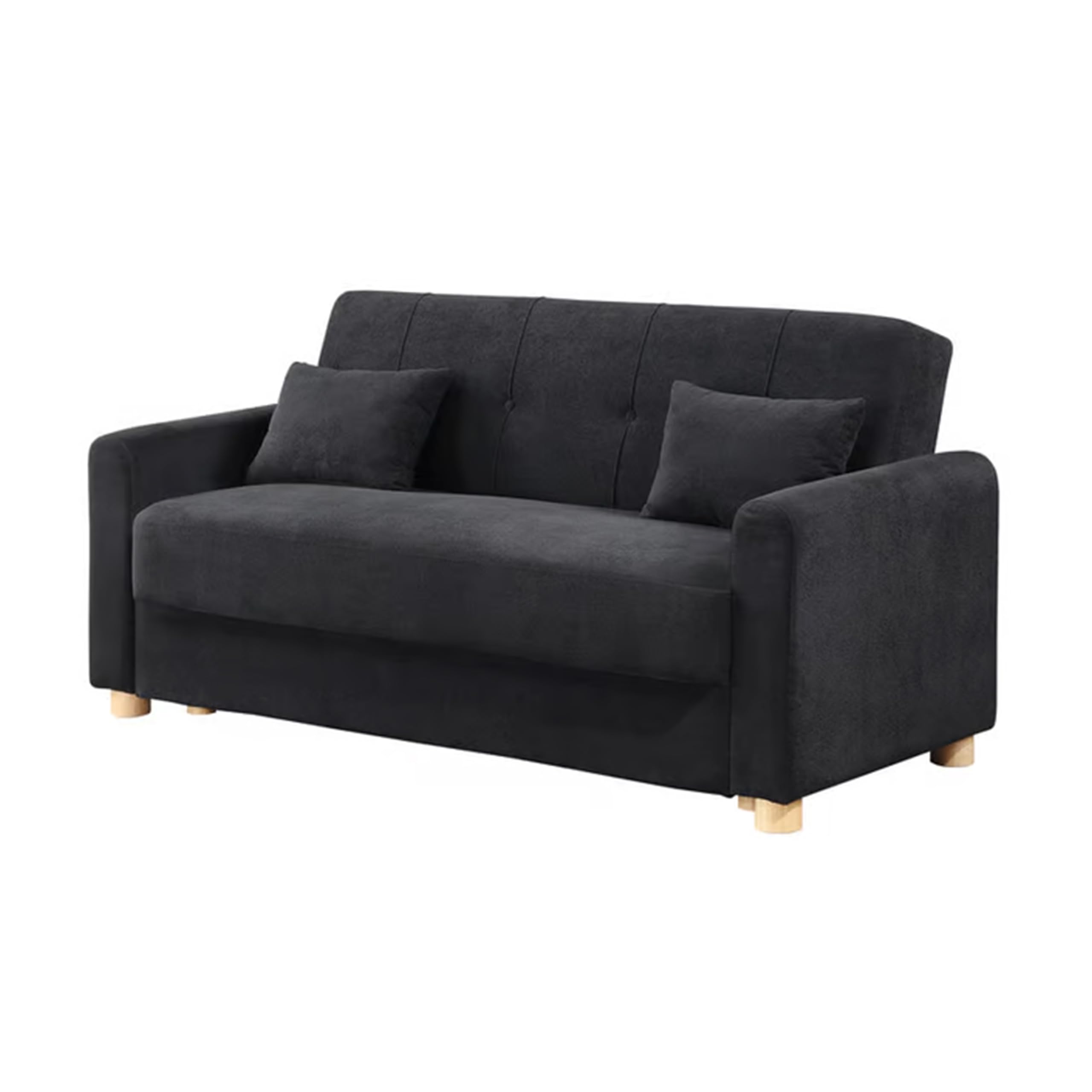 Photo 1 of ***PARTS ONLY***
Benjara Masy 66 Inch Convertible Sleeper Sectional Loveseat with Storage, Black and Brown