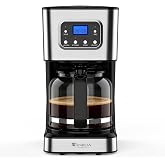 10-Cup Programmable Coffee Maker,Drip Coffee Machine for Home and Office | Regular&amp;Strong brew selector for taste control,Programmable timer,keep-warm plate,permanent filter,water window.