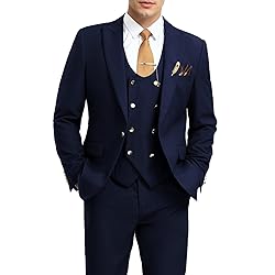 Aowdoy Men's Suits 3 Piece Slim Fit Tuxedo Suit One