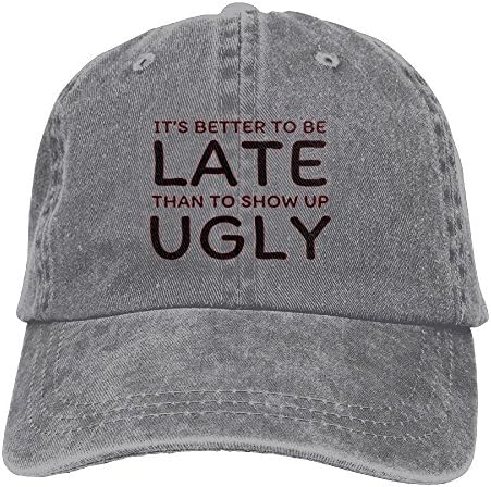 SAI DI FEI It's Better to Be Late Than to Show Up Ugly New Fashion Adjustable Washed Cap Cowboy Baseball Hat Ash