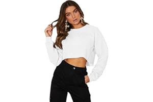 Kyerivs Casual Crop Sweatshirt for Women Crewneck Cropped Shirts Workout Long Sleeve Crop Tops