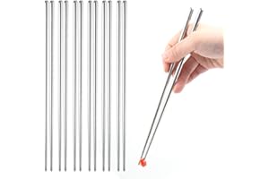 5 Pairs 201 Stainless Steel Chopstick Korean Barbecue Japanese Sushi Food Tableware Chinese Chopsticks, 22.5cm﻿