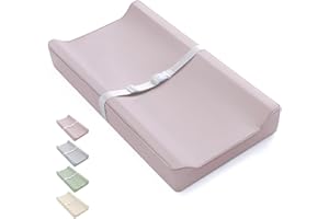 Blissful Diary Vegan Leather Baby Changing Pad with Waterproof & Wipe-Clean PU Cover, Standard Size Cozy Diaper Changing Pad for Dresser and Table, Taupe