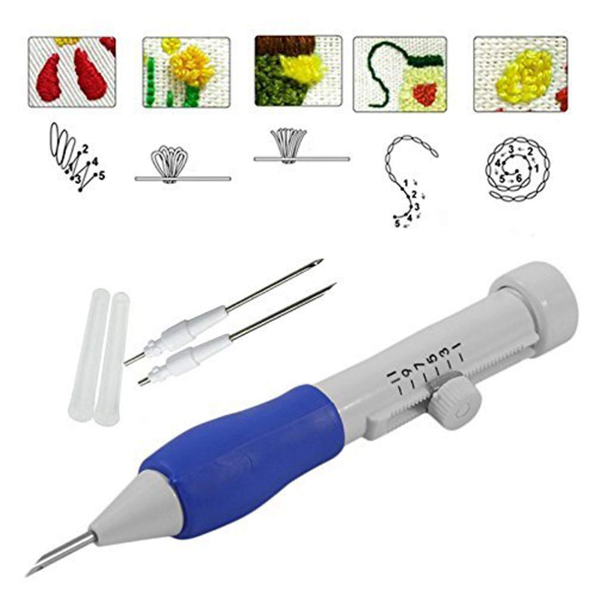 5 Pcs Magic Embroidery Punch Pen Punch Needle Pen Set DIY Craft Tools