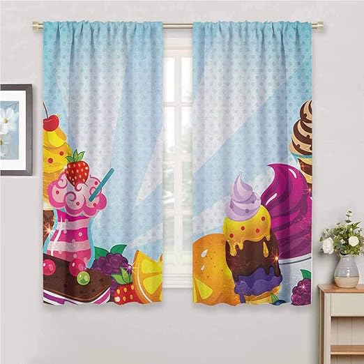 Amazon Com Hengshu Ice Cream Blackout Window Curtains Yummy Menu