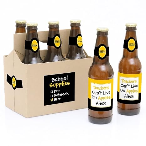 Best Teacher Gift Teacher Appreciation Gift For Women And Men 6 Beer Bottle Label Stickers And 1 Carrier