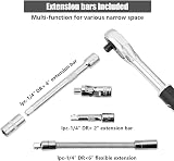 LUOWAN 46 Piece 1/4 Inch Drive Socket Set Ratchet Wrench Kit 4-14mm CV Sockets view 3