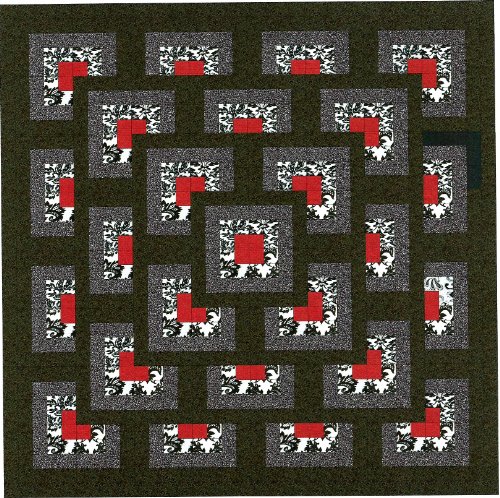 Easy Quilt Kit Boxed Maze!! Red, Black, White/EXPEDITED SHIPPING