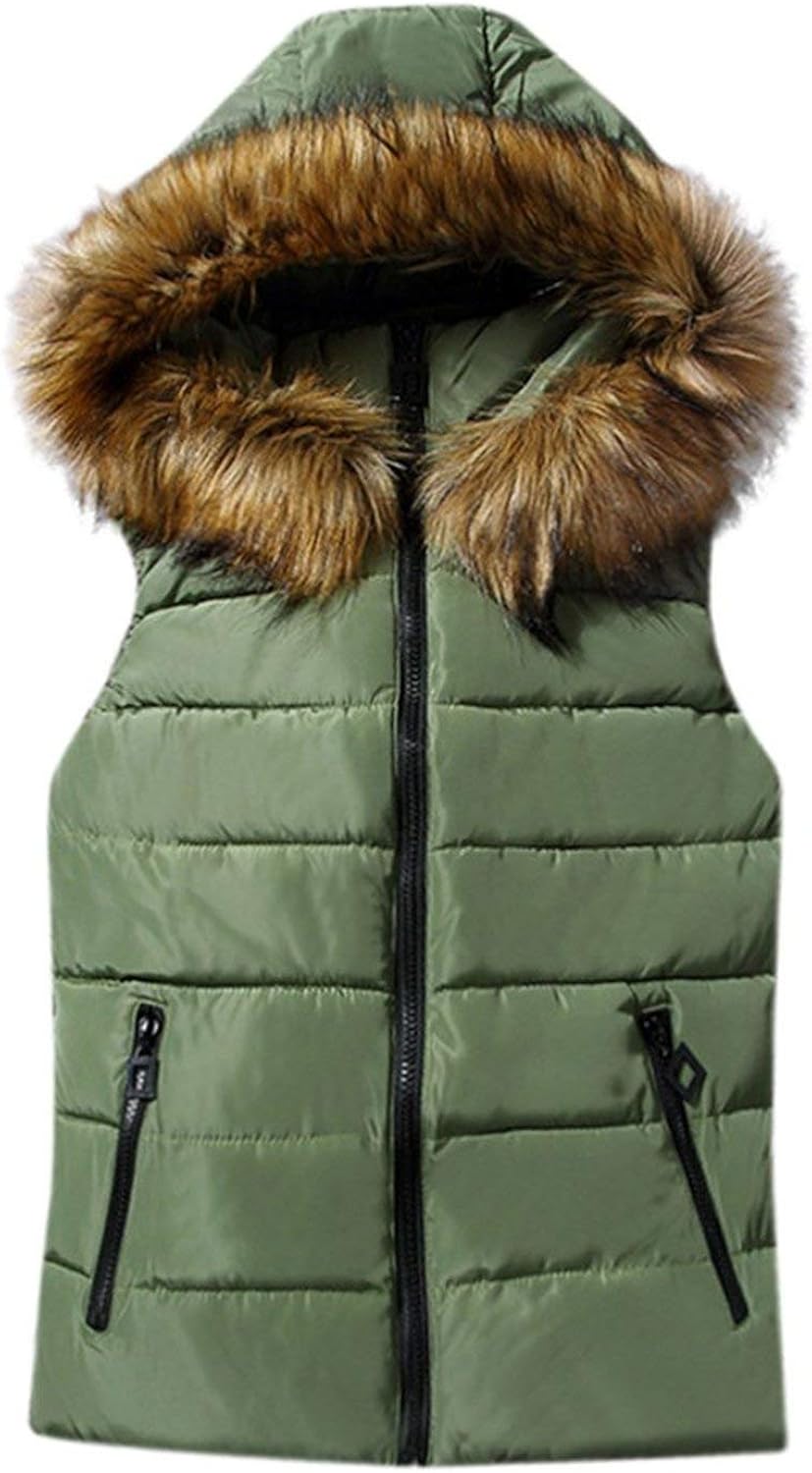 winter vest with fur hood