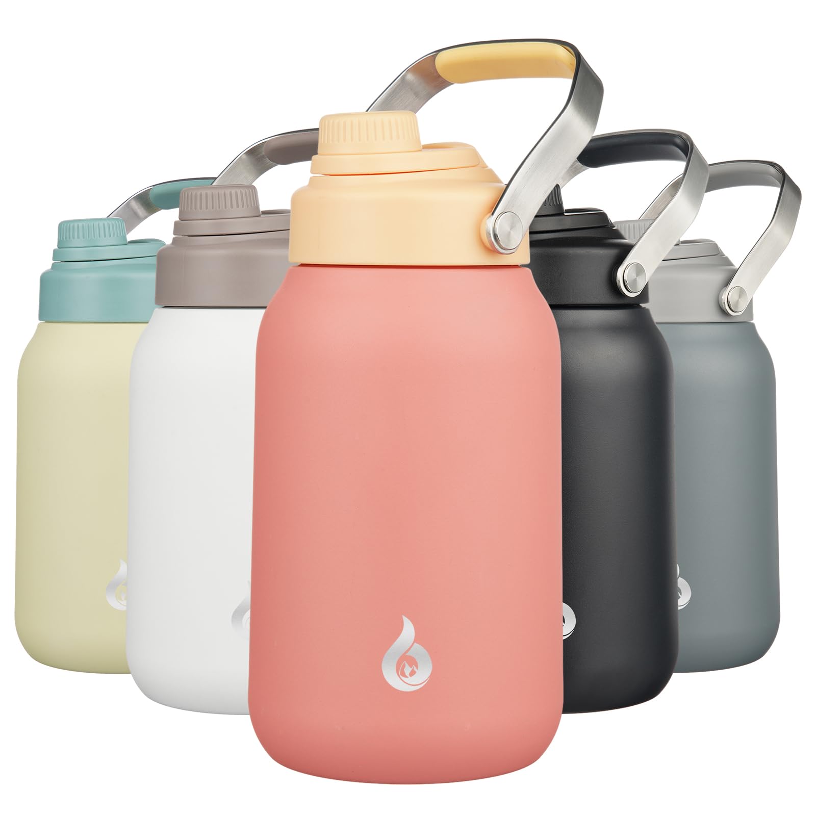 Photo 1 of BJPKPK Half Gallon Insulated Water Bottles, 64oz Water Jug with Metal Handle & BPA Free Spout Lid, Dishwasher Safe Thermos, Large Stainless Steel Gym Sport Jugs, Pink