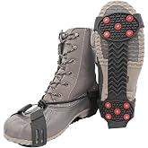 GGS Ice Cleats for Shoes &amp; Boots &ndash; Non-Slip Spikes with Adjustable Cinch Cord for Traction in Snow and Ice, Winter Hiking, Fishing, Walking, and Climbing, Large
