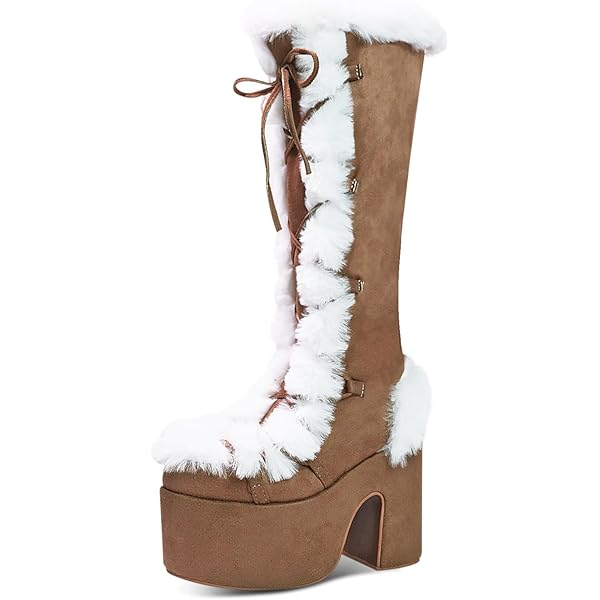 Amazon.com | VIMISAOI Womens Mid Calf Boots, Lace Up Zip Block