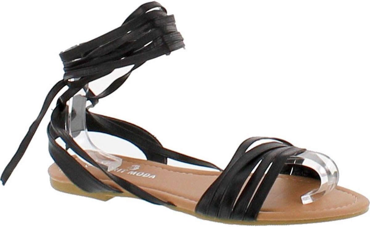 SPIRIT MODA Olivia-18 Over Toe Strap Sandals Wrap Around Womens Lace-Up Casual Roman Strappy