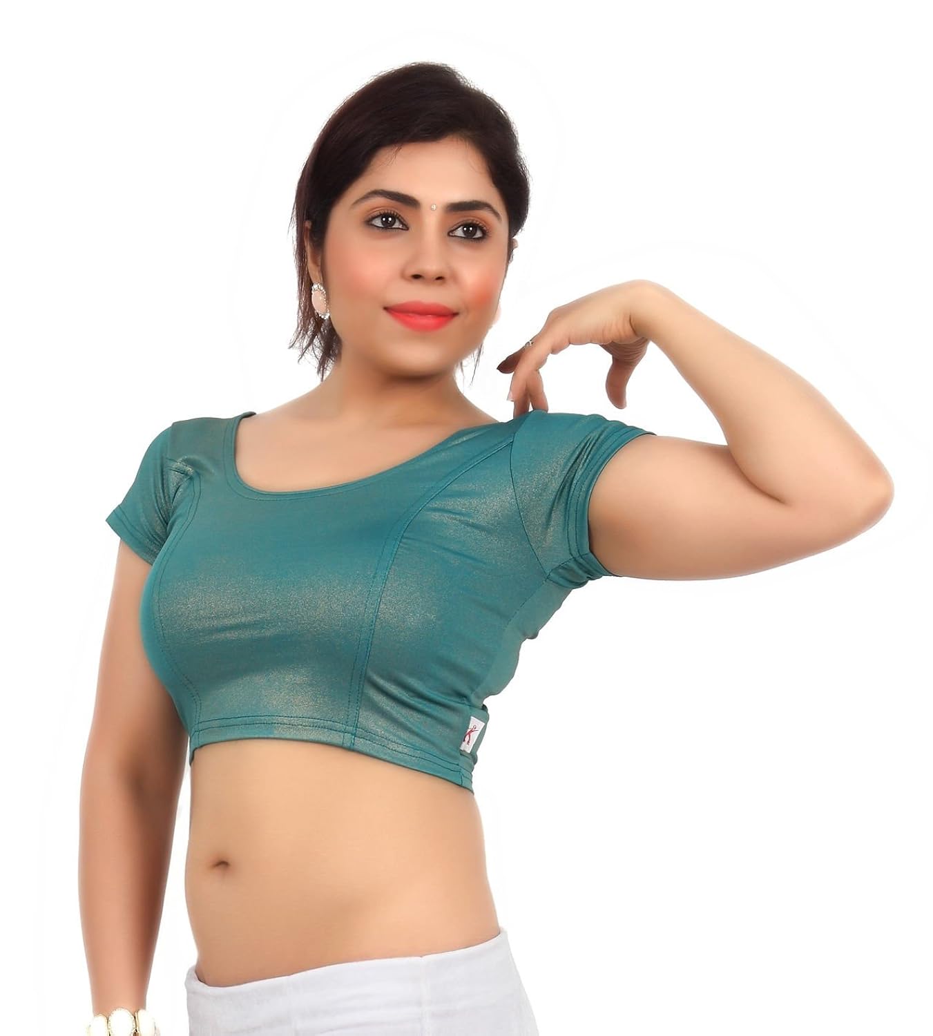 louis fashion cotton lycra fabric women blouse (2067-bl-green05)