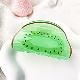 Fruit Print Hair Claws Non Slip 3.8" Medium Hair Claws Clips Cute Vivid Color Women Girls Hair Accessories, Kiwifruit Shape