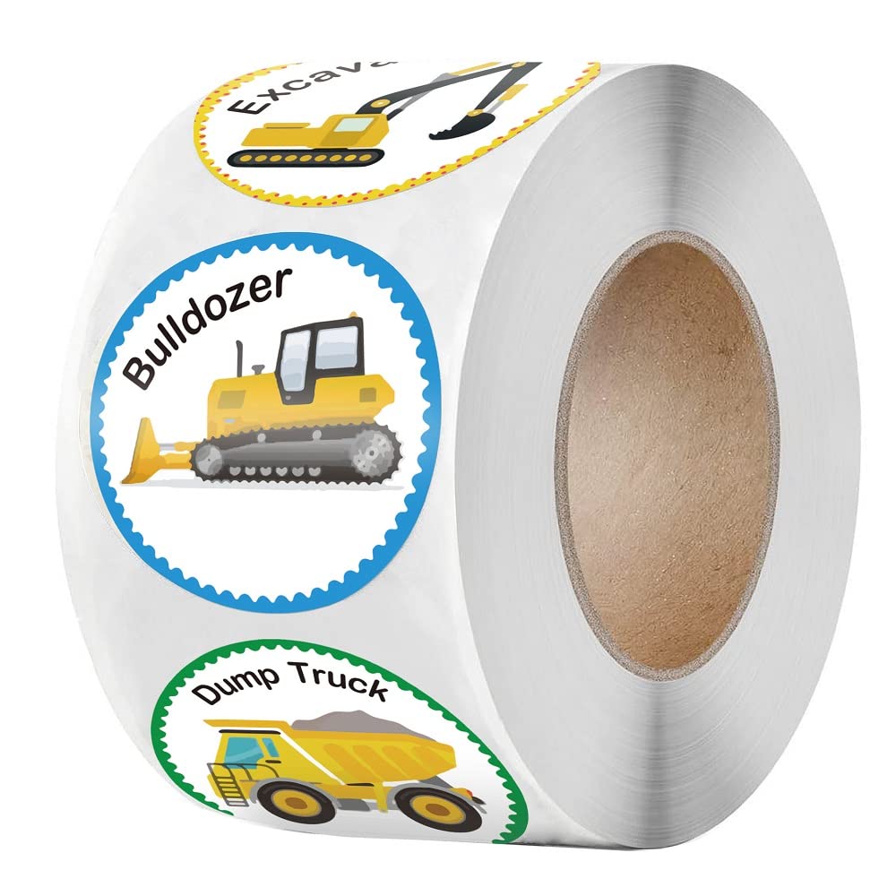 Construction Vehicle Reward Stickers, Trucks Excavators Tractors Sticker Label, for Boys Party Favors, Teacher Award，Envelope Seals,Goodie Bags