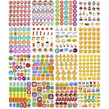 Teacher Stickers for Kids,3050 Pcs Incentive Stickers for Teacher Classroom and School Bulk Use,Reward Stickers Mega Variety Pack,16 Design Styles Including 3D Heart, Face, Star, Thumbs, Cupcake (96)