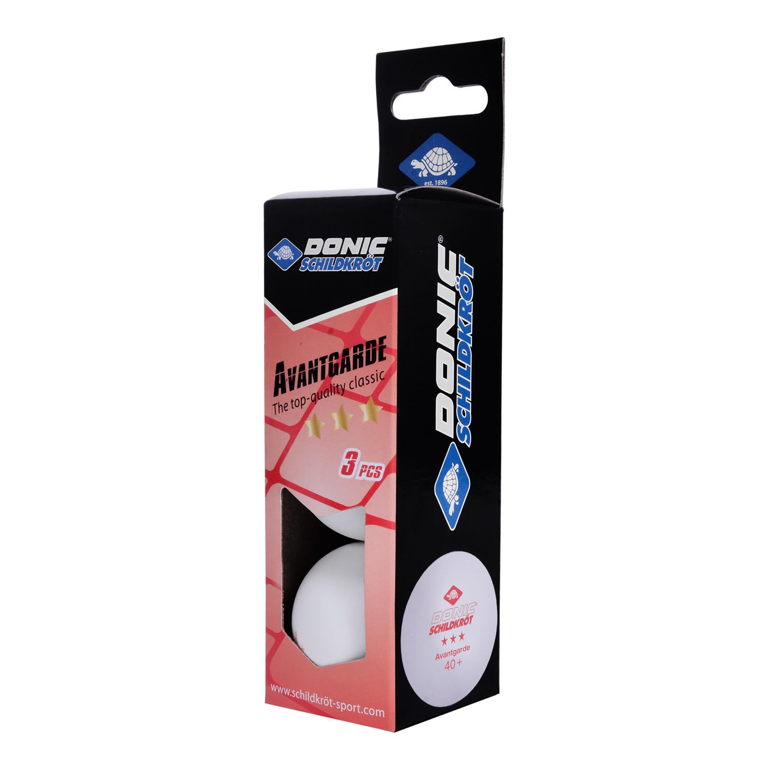 Donic-Schildkröt 3-Star Avantgarde Table Tennis Balls, Poly 40+ Quality, 6 Pieces in a Blister, White, 608530