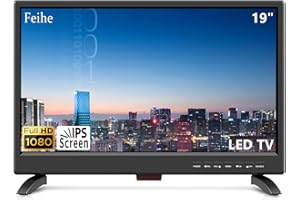 FEIHE 19 Inch LED Widescreen TV with Digital ATSC Tuners HDMI/VGA/RCA/USB, 19 Inch Flat Screen TV w/Built in Dual Speakers for Kitchen and RV Camper(No Smart Telesivion)