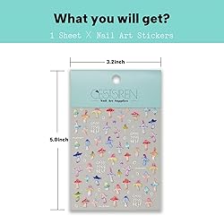 CESTSIREN Cute Mushroom Nail Stickers,Aurora Nail