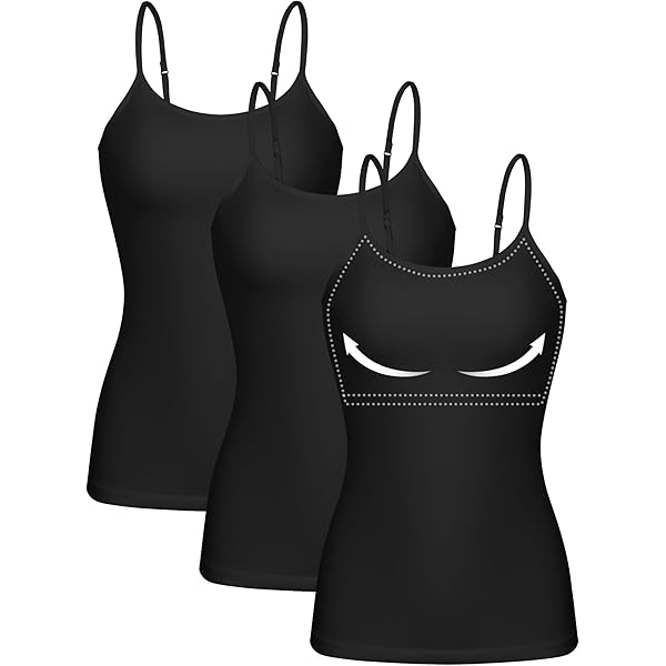 トップス INSCRIRE Lingerie Camisole Women Camisole with Built in Bra Adjustable Spaghetti Straps Cami
