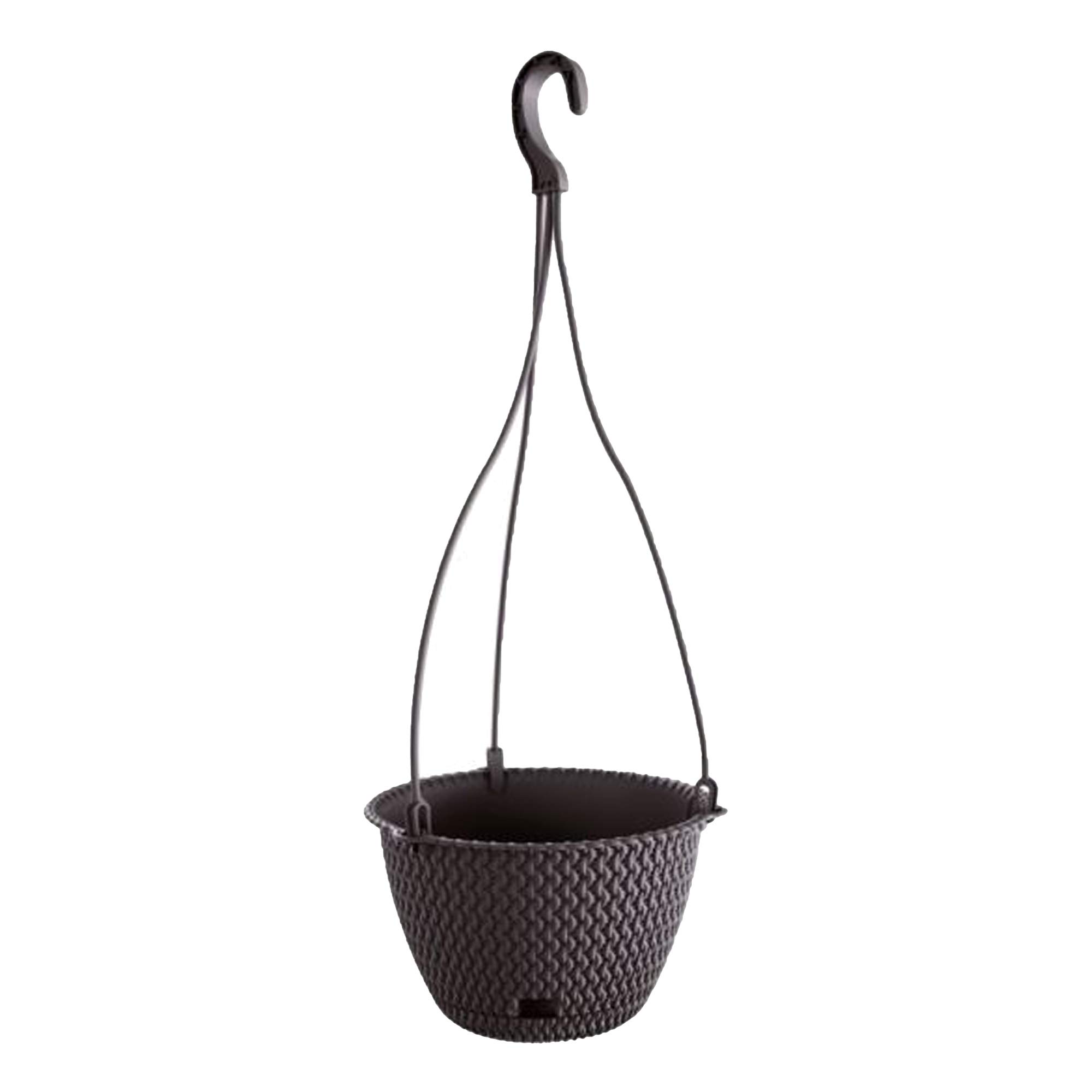 PROSPERPLAST Round Hanging Planter 4.8L Splofy Round WS Plastic in Anthracite, Ø27 x 16.5 cm