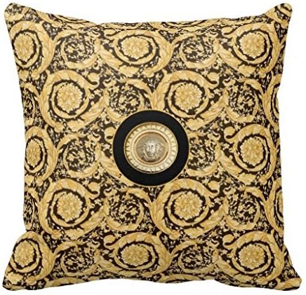 Italian Design Medusa Roccoco Baroque Black Gold Throw R9d3ff0c345ae44a0a4a6f776c4ca7bf0 I5fqz 8byvr Pillow Case 18" * 18"