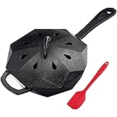 UKENEM Cast Iron Skillet with Lid,Pre-seasone Mini Cast Iron Smoker Skillets & Egg Pan with Assist Handle, 6.5 Inch Octagonal Design Frying Pan for Searing, Baking, Grilling, Roasting (Skillet-1)