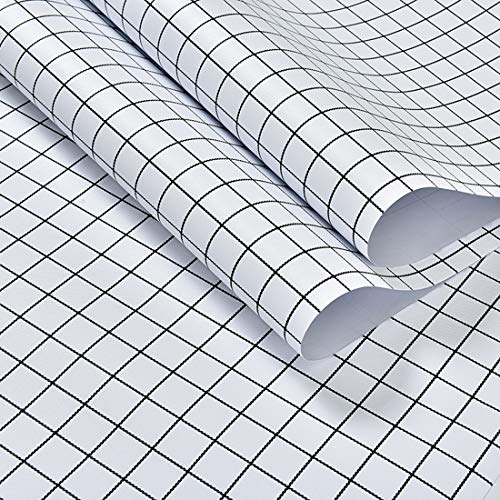 Glow4u Self Adhesive Plaid Pattern Decorative Vinyl Contact Paper Drawer Shelf Liner for Cabinets Dresser Counter Wall Arts and Crafts Decor (24