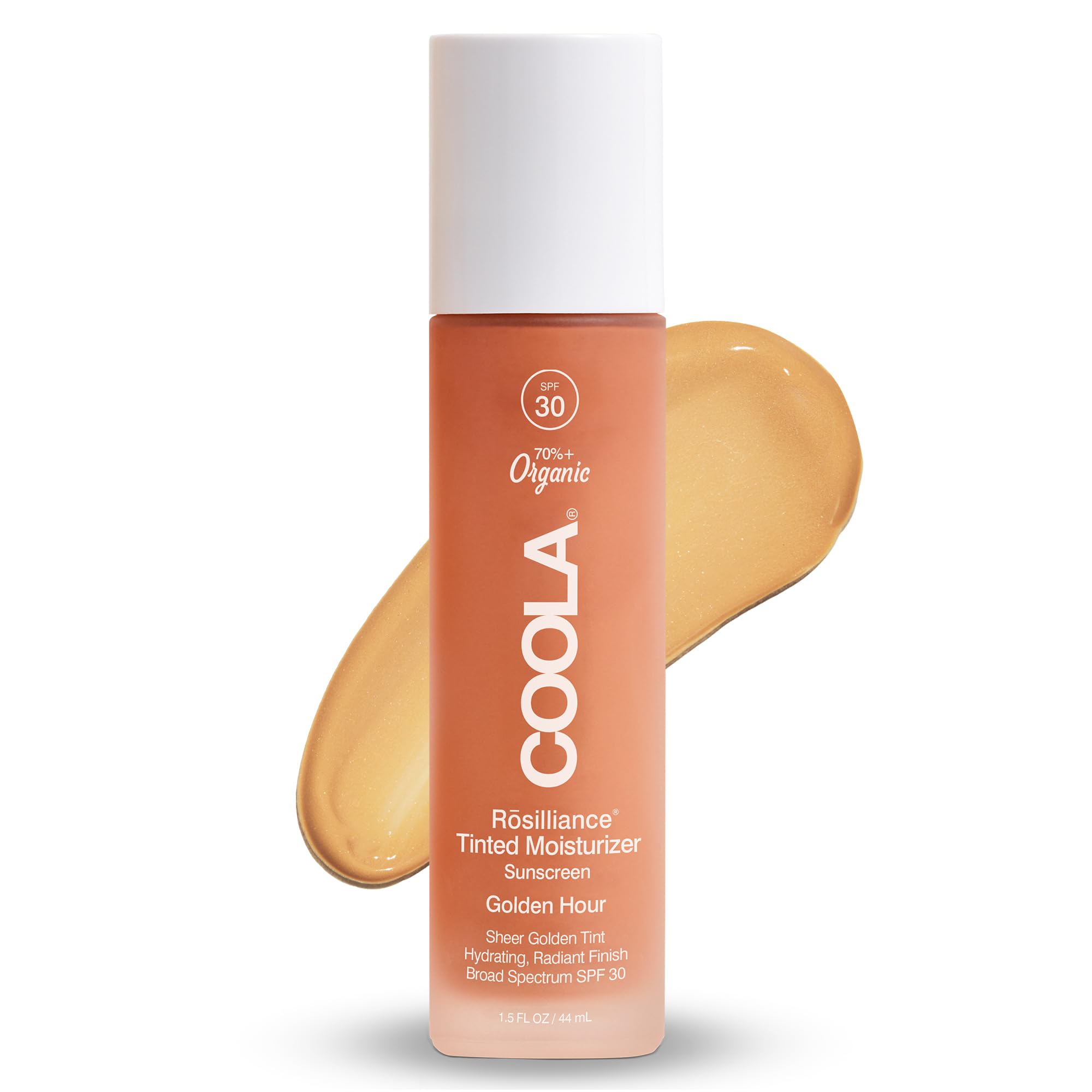 COOLA Rosilliance SPF 30 BB+ Mineral Sunscreen, Sheer and Luminous Finish, Vegan and Dermatologist Tested, Golden Hour, 44 ml Black