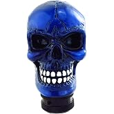Lunsom Skull Gear Shift Head Resin Shifter Knob Car Transmission Shifting Stick Handle Fit Most Automatic Manual Vehicle (Navy Blue)