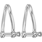 PATIKIL 316 Stainless Steel Twist Shackle 90 Degree 3/8" 10mm, 2 Pcs Twisted Clevis with Screw Pin Marine Grade for Sailing Car Towing Outdoor Tents