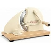 Manual Bread Slicer Adjustable Thickness, Hand Crank Bread Slicer | 0&ndash;0.9" Adjustable with Precise Scale, 6.7" Serrated 420 Stainless Steel Blade, Evenly Sliced, 4 Suction Cups &amp; Solid Wood