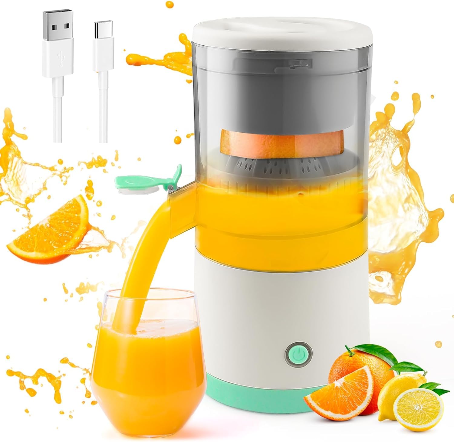 AIWEIYER Electric Citrus Juicer Fruit Squeezers Machines, for Oranges/Lemon/Grapefruit, with Powerful Motor, Efficient, Healthy, Nutritious and Fresh Juices, 45 W, 1 Liter, White