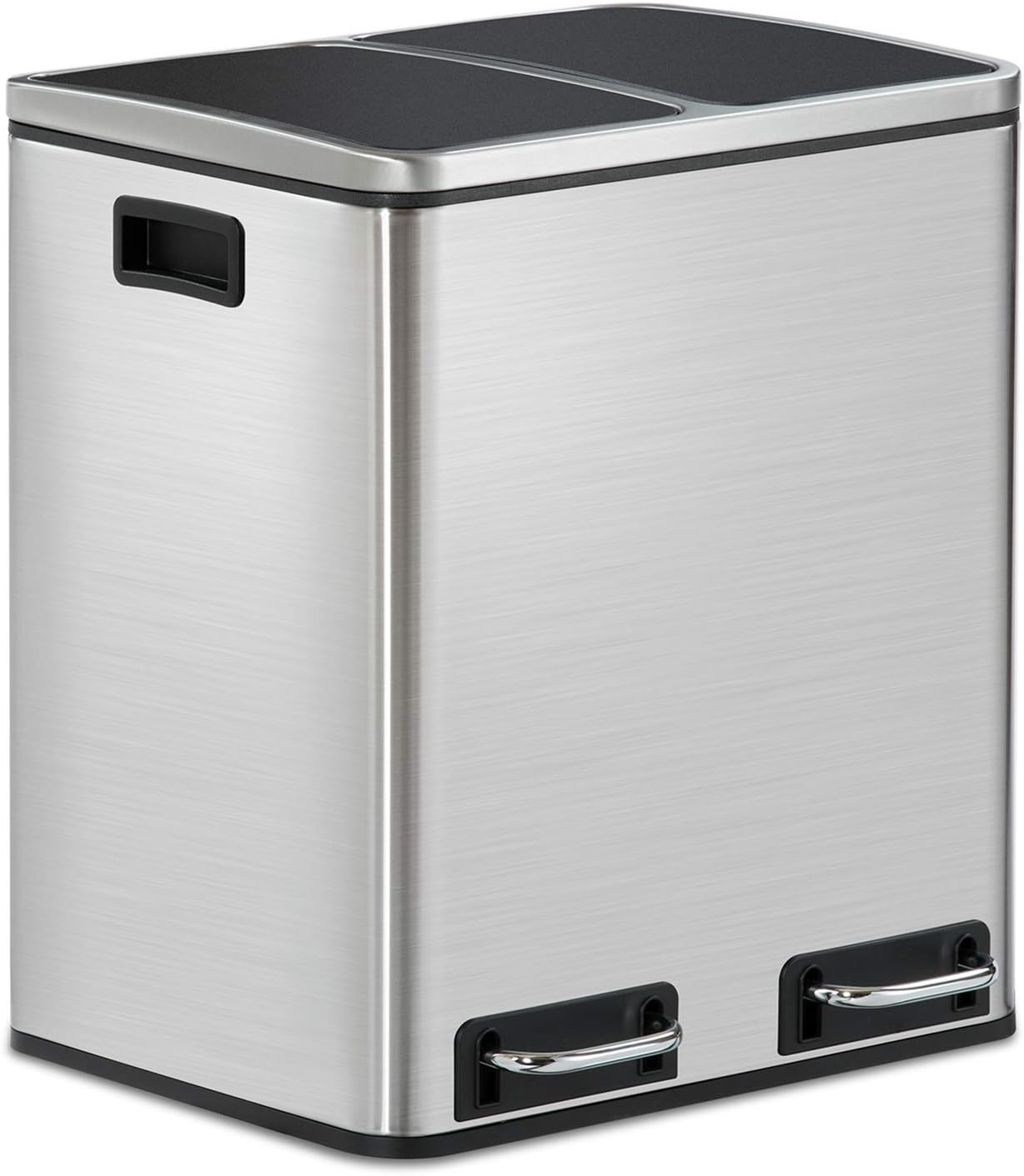 Tiptiper 2 x 4 Gallon Dual Trash Can, Total 8 Gallon Fingerprint Proof Stainless Steel Garbage Can with Lid, Classified Recycle Bins Includes Removable Buckets for Kitchen, Bathroom, Bedroom