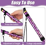 Flintronic Folding Walking Stick Adjustable Lightweight Purple Print view 4